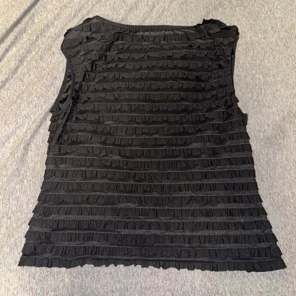 Joseph Ribkoff Sleeveless Black Ruffle Tank Top - Picture 3 of 3